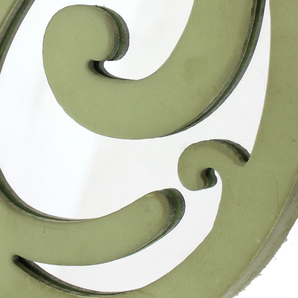 Wooden Oval Frame Wall Monogram with C Letter, Green