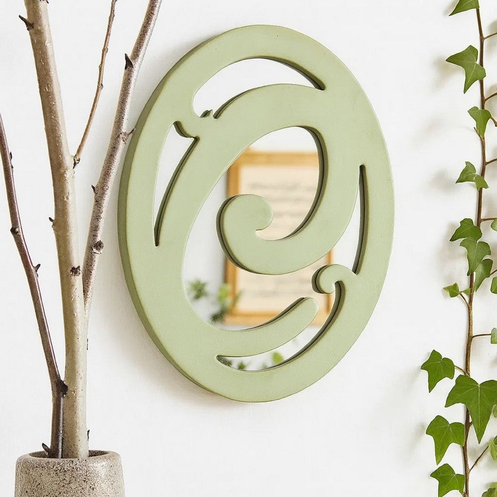 Wooden Oval Frame Wall Monogram with C Letter, Green