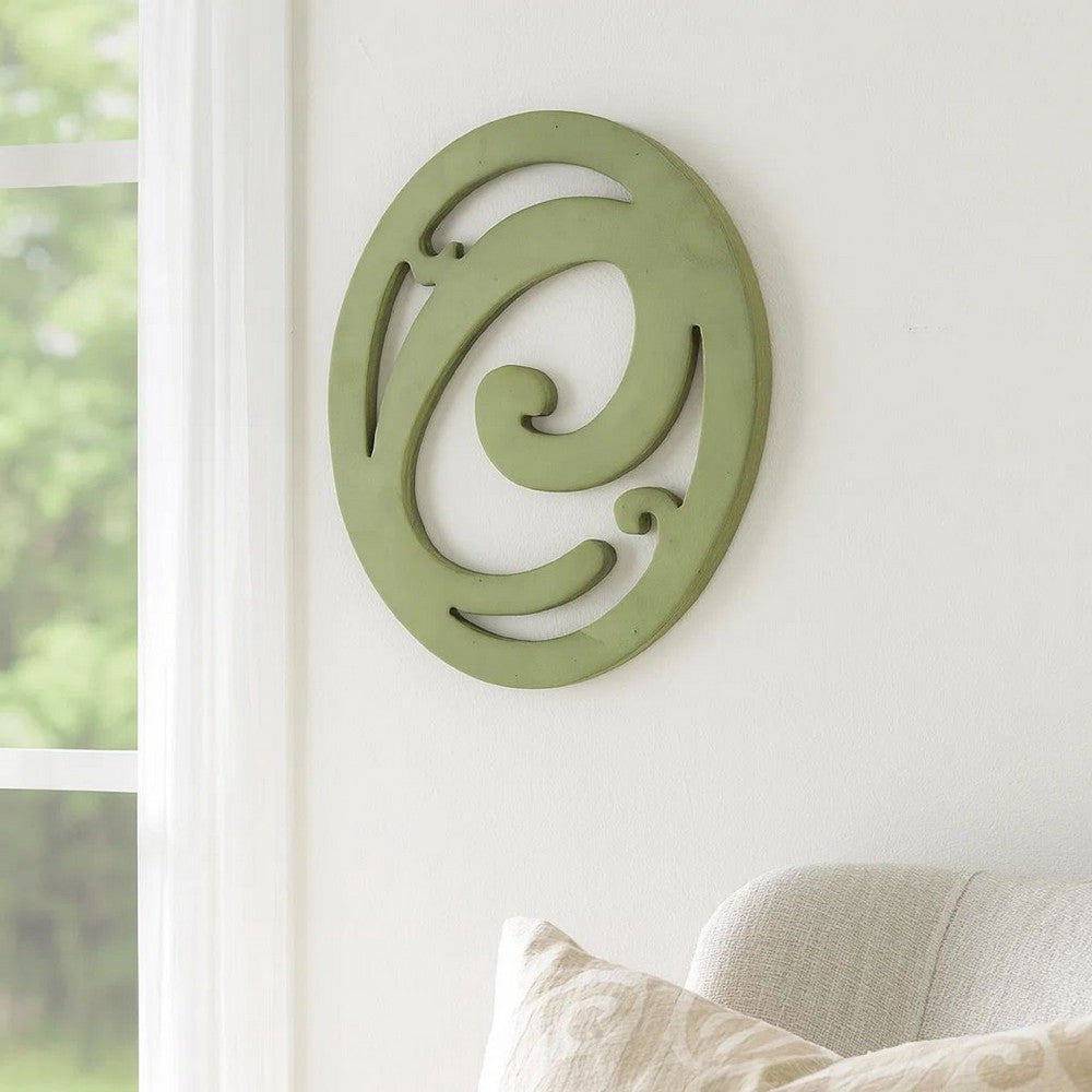 Wooden Oval Frame Wall Monogram with C Letter, Green