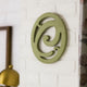 Wooden Oval Frame Wall Monogram with C Letter, Green