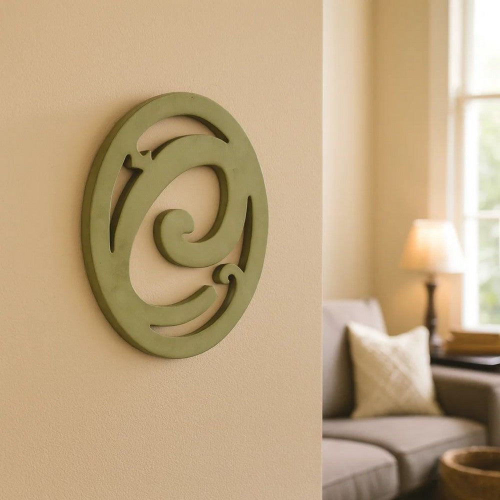 Wooden Oval Frame Wall Monogram with C Letter, Green