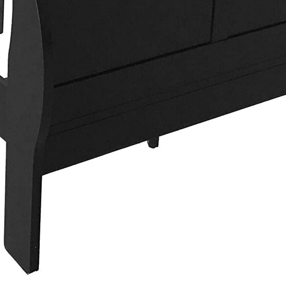 Paneled Eastern King Bed with Sleigh Headboard and Footboard Black By Casagear Home BM218423