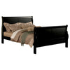 Paneled Eastern King Bed with Sleigh Headboard and Footboard, Black By Casagear Home