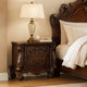 Traditional Wooden Nightstand with Antique Handles and Scrolled Legs, Brown