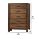 5 Drawer Wooden Chest with Metal Bar Handles and Block Legs Brown By Casagear Home BM218461