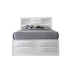 Eight Drawer Full Size Storage Bed with Bookcase Headboard, White