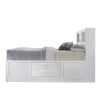 Eight Drawer Full Size Storage Bed with Bookcase Headboard, White