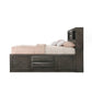 Panel Design Eastern King Size Bed with Bookcase and Drawers Taupe Brown By Casagear Home BM218471