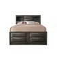 Panel Design Eastern King Size Bed with Bookcase and Drawers Taupe Brown By Casagear Home BM218471