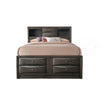 Panel Design Eastern King Size Bed with Bookcase and Drawers, Taupe Brown