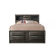Panel Design Eastern King Size Bed with Bookcase and Drawers, Taupe Brown
