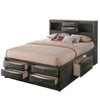 Panel Design Eastern King Size Bed with Bookcase and Drawers, Taupe Brown