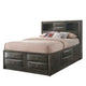 Panel Design Eastern King Size Bed with Bookcase and Drawers, Taupe Brown