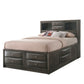 Panel Design Eastern King Size Bed with Bookcase and Drawers, Taupe Brown By Casagear Home