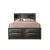 Panel Design Full Size Bed with Bookcase and Drawers Gray Oak