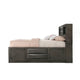 Panel Design Full Size Bed with Bookcase and Drawers Gray Oak