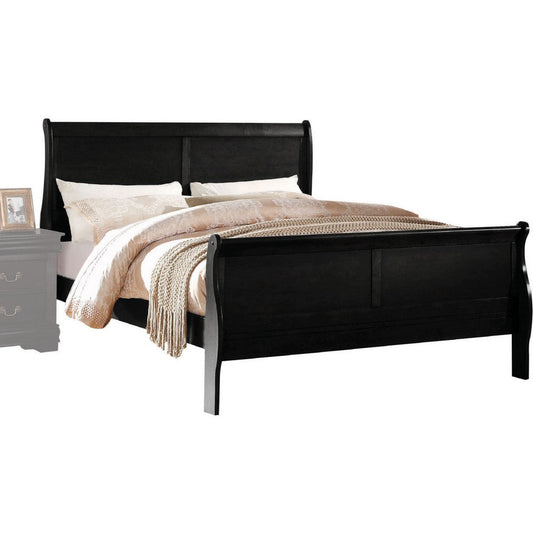 Transitional Panel Design Sleigh Eastern King Size Bed, Black By Casagear Home