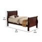 Transitional Panel Design Sleigh Twin Size Bed Cherry Brown By Casagear Home BM218488