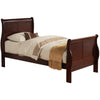 Transitional Sleigh Bed | Twin Size | Panel Design | Cherry Brown