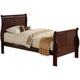 Transitional Sleigh Bed | Twin Size | Panel Design | Cherry Brown