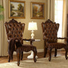 Wood Armchair | Button Tufted Backrest | Carved Details | Set of 2 | Brown