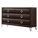 Wood Dresser | 6 Drawer | Metal Ring Handles | Harpin Legs | Brown