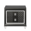 2 Drawer Wooden Nightstand with Mirror Accents and Diamond Pattern Black BM218518