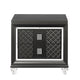 2 Drawer Wooden Nightstand with Mirror Accents and Diamond Pattern Black BM218518