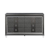 8 Drawer Wooden Dresser with Mirror Accents and Diamond Pattern Black BM218519