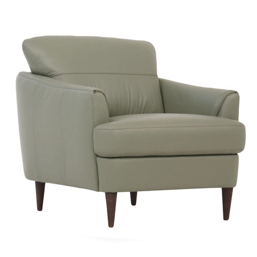 Leatherette Chair with Flared Armrests and Stitched Details, Sage Green