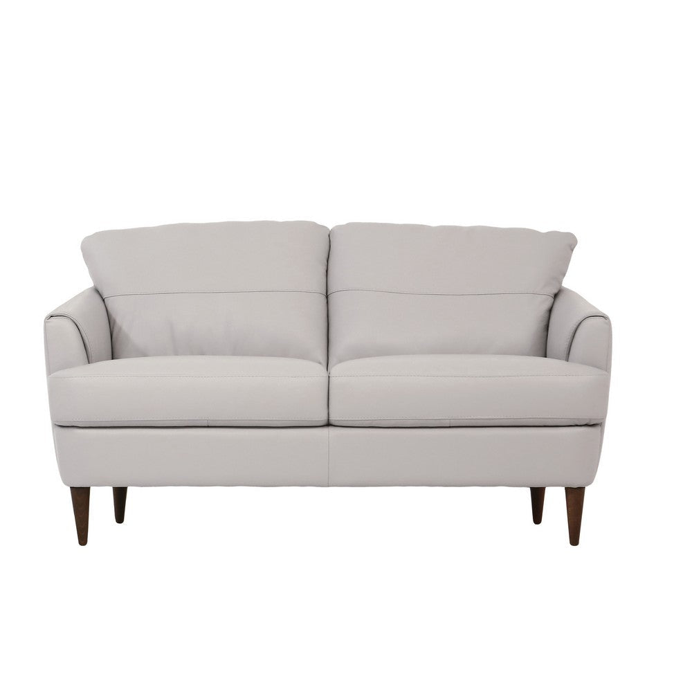 Leatherette Loveseat with Flared Armrests and Stitched Details Gray BM218523