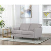 Leatherette Loveseat with Flared Armrests and Stitched Details, Gray