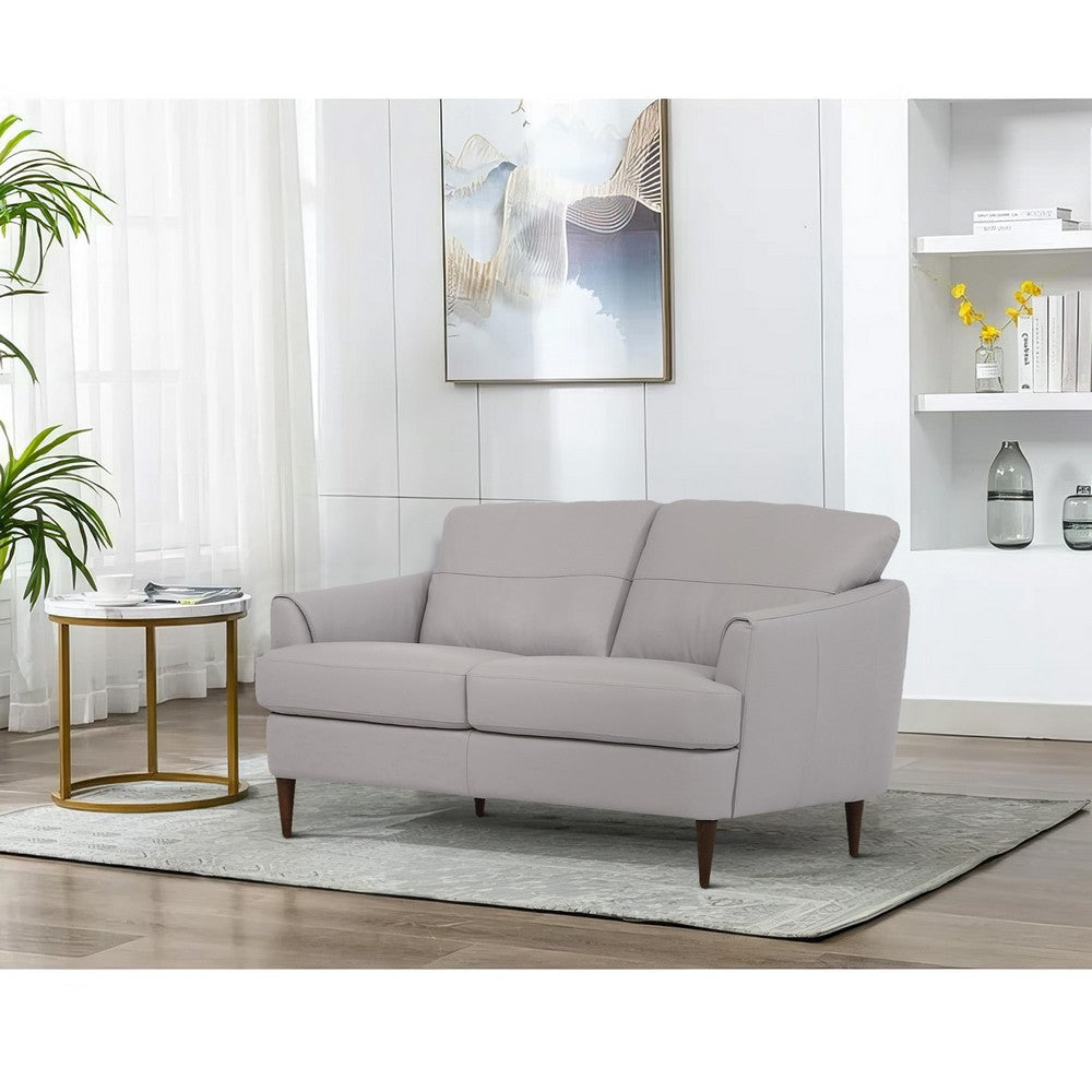 Leatherette Loveseat with Flared Armrests and Stitched Details, Gray