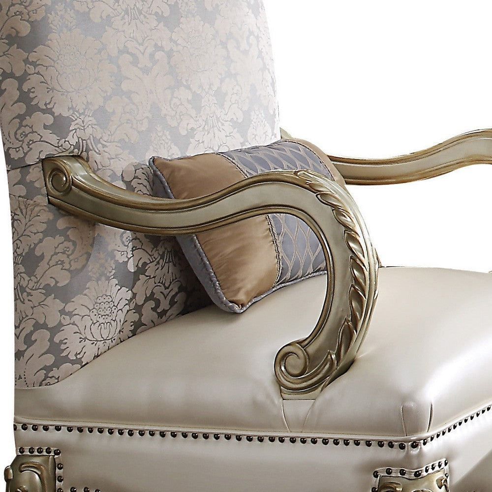Nailhead Trim Accent Chair with Leatherette Seat and Lion Claw Feet Beige BM218528