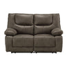 Power Motion Reclining Leatherette Loveseat with Pillow Top Armrests Brown BM218529