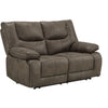 Power Motion Reclining Leatherette Loveseat with Pillow Top Armrests, Brown