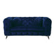 Fabric Loveseat with Chesterfield Design and Angled Metal Legs Blue BM218531
