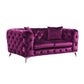 Fabric Loveseat with Chesterfield Design and Angled Metal Legs, Pink By Casagear Home