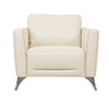 Leatherette Chair with Track Armrests and Angled Metal Legs Offwhite BM218534