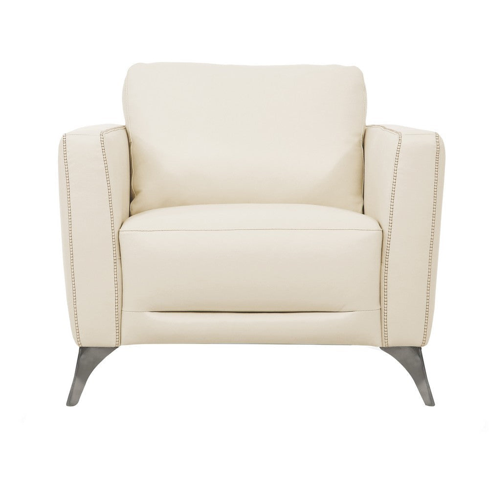 Leatherette Chair with Track Armrests and Angled Metal Legs Offwhite BM218534
