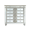 Mirror Accented Chest with 6 Sunburst Motif Storage Drawers Silver BM218539