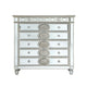 Mirror Accented Chest with 6 Sunburst Motif Storage Drawers Silver BM218539