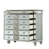 Mirror Accented Chest with 6 Sunburst Motif Storage Drawers Silver BM218539