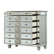 Mirror Accented Chest with 6 Sunburst Motif Storage Drawers Silver BM218539