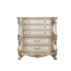 Carved Wooden Chest with 5 Storage Drawers and Marble Top Antique White BM218544