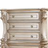 Carved Wooden Chest with 5 Storage Drawers and Marble Top Antique White BM218544