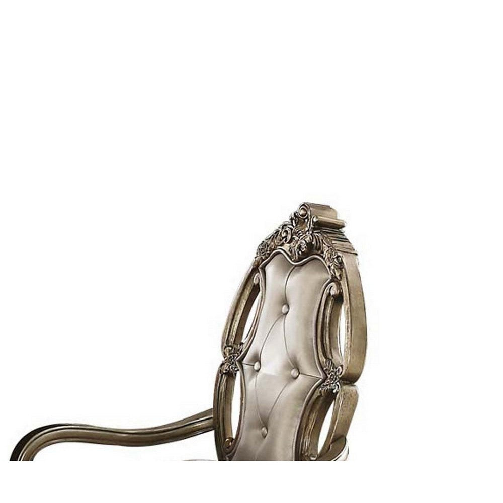 Wood and Fabric Dining Chairs with Armrests Set of 2 Brown and Champagne BM218565