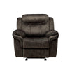 Fabric Upholstered Metal Reclining Club Chair with Center Console Gray BM218580