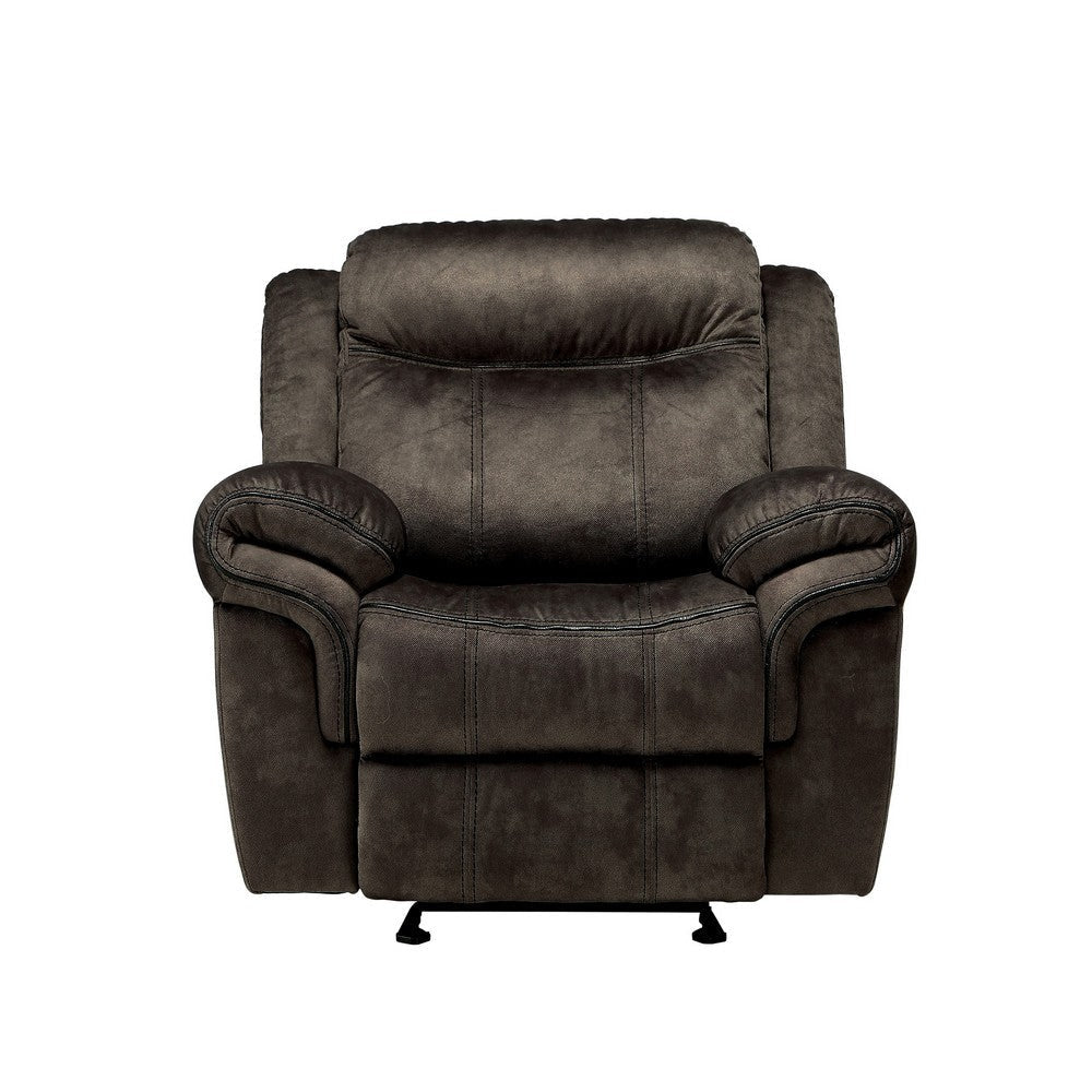 Fabric Upholstered Metal Reclining Club Chair with Center Console Gray BM218580