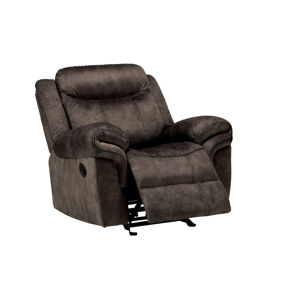 Fabric Upholstered Metal Reclining Club Chair with Center Console Gray BM218580